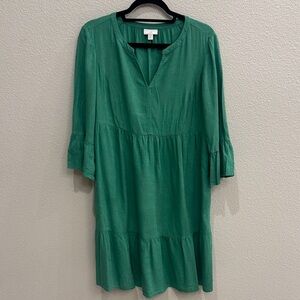 J. Jill Emerald V-Neck linen dress